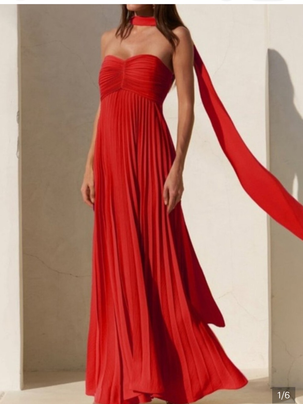 Delfi Collective Red Pleated Maxi Dress
